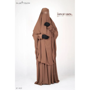 Haya Set Abaya (3 Part Set) | Milk-Coffee image