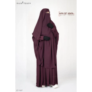 Haya – 3 Piece Premium Abaya Set | Wine image