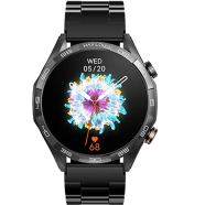 Haylou Solar 5 1.58 Inch AMOLED Display BT Calling Smart Watch ( Metallic Plus Silicone ) Strap- Black image