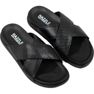 Hazzle Comfort Cross Black Leather Sandal image