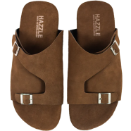 Hazzle Premium Suede Sandal Double Belt Brown Stylish Design image