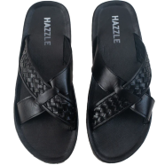 Hazzle Texas Black Imported Leather Sandal Premium Quality Design image