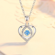 Heart Beat Love Blue 925 Silver Neckless for Stylish Girls or Women image
