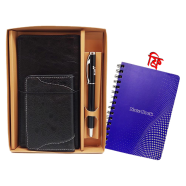 Hearts Leather Gift Set-A Black (Double Chamber) With Crown Notebook FREE