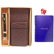 Hearts Leather Gift Set-A Brown (Double Chamber) With Crown Notebook FREE