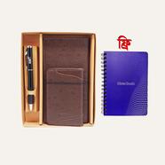 Hearts Leather Gift Set-A Brown (Double Chamber) With Crown Notebook FREE icon