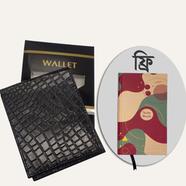 Hearts Leather Money Bag - Black (Single Chamber) With Pocket Notebook Medium FREE image