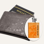 Hearts Leather Money Bag - Chocolate (Double Chamber) With Foiled Notebook FREE image