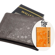 Hearts Leather Money Bag - Chocolate (Double Chamber) With Foiled Notebook FREE