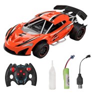 High Speed Racing Rechargeable Car With Light And Spray, Remote Control (RC) Vehicle Toy Car For Kids (car_rc_moka_2065_orange) Orange image