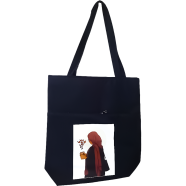 Hijab Design Ladies Tote Bag | Fashionable Black Canvas Bag) image