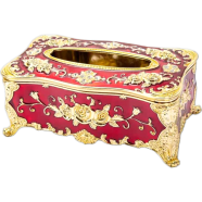 Home Rectangular Tissue Paper Box Case Holder Cover Golden White Red, Gold White Red icon