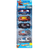 Hot Wheels 5 Car Set Original Diecast Vehicle Pack Avengers Superhero Assorted Styles Metal Car Set (Any Colour) image