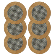 Household Wooden Round Shape Heat Resistant Cup Pot Mat Coaster Pad - Wood Color - (6 Pis) image