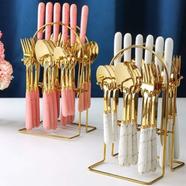 Household kitchen Stainless Steel Spoon Set 24 Pcs - Flatware Classic Cutlery Set With Display Shelf Flatware Set image