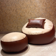 HugBag Faux Leather Giant Roll 3 Pcs Combo Bean Bag Butterscotch Standard - Agr3cbs image