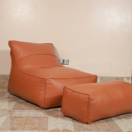 HugBag Faux Leather Lounge Chair Bean Bag With Footrest Varnish Standard - Alcfvr image