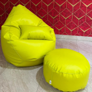 HugBag Faux Leather XXL Pear Shap 3 Pcs Combo Bean Bag Neon Gteen -apl2cng image