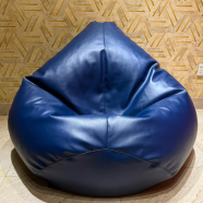 HugBag Faux Leather XXL Pear Shap Single Bean Bag Navy Blue -apl2nb image