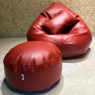 HugBag Faux Leather Xxl Pear Shap 3 Pcs Combo Bean Bag Maroon -apl2cmr image