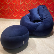 HugBag Woven Fabrics XXL Pear Shape 3pcs Combo Bean Bag Navy Blue -awv2cnb image
