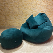 HugBag Woven Fabrics XXL Pear Shape 3pcs Combo Bean Bag Sea Green -awv2csg image