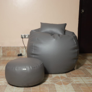 Hugbag Faux Leather Pumpkin Shape Combo Bean Bag 3Pcs image