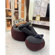 Hugbag Giant Roll Fabrics Combo Bean Bag Oxblood Charcoal 3Pcs image