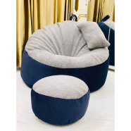 Hugbag Giant Roll Fabrics Combo Bean Bag Navy Blue Ash 3Pcs image