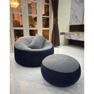 Hugbag Giant Roll Fabrics Combo Bean Bag Navy Blue Ash 3Pcs image