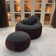 Hugbag Giant Roll Fabrics Combo Bean Bag Oxblood Charcoal 3Pcs image