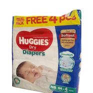 Huggies Dry Diapers 64 PCS (New Born) image