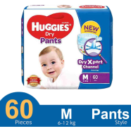 Huggies Dry Xpert Channel Pants System Baby Diaper (MSize) (6-12kg) (60 pcs) image