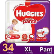 Huggies Wonder Pant System Baby Daiper (12-17 kg) (34 Pcs)