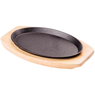 IHW Cast Iron Sizzling Plate Wood Base 1 Pcs image