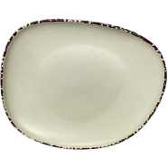 IHW Ceramic Dessert Plate off white with Brown Striped 1 Pcs image