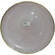 IHW Glass Plate With Gold Pink Rim 33x2cm 1 Pcs image