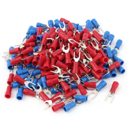 Insulated Fork Spade U-Type Terminals wire Connectors (Pack of 100p, 4 Size , Multi Color) image