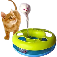 Interactive Happy Circle with Spinning Ball and Spring Catch The Mouse for Cats and Kittens Fun Toy (Malticolour) image