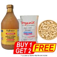 Italiano Organic Apple Cider Vinegar (আপেল সিডার ভিনেগার) - 500 gm with Mother with glass And cashew - 50 gm image
