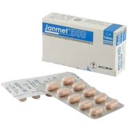 Janmet 50 mg, 500 mg Tablet 10's Strip image