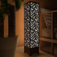 Japanese Style Wooden Floor Lamp | Warm White Ambient Light | Minimalist Handcrafted Pine Lamp for Bedroom, Living Room and Office by Ednfy (LL-104) image