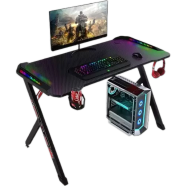 Jedel Besmile Z Shaped Rgb Gaming Desk With Cup Holder And Headset Hook. image
