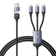 Joyroom SA21-2T3 Speedy Series 100W 6-in-1 Fast Charging Cable (USB-A Type-C to L Plus C Plus M) 1.5m-Black image