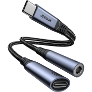 Joyroom SY-C02 Audio-Transfer Series 2-in-1 Audio Adapter (Type-C to 3.5mm Plus Type-C)-Black image