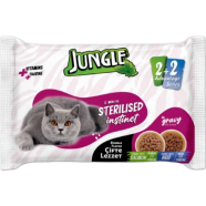 Jungle Adult Cat Pouch Food Gravy - Salmon and Beef 4pcs Combo Pack (4x100g) | Cat Wet Food image