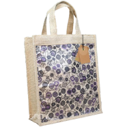 Jute Shopping Bag Multicolor 12x14 Inch image