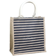 Jute Shopping Bag Natural And Black 10x10x4 Inch - 33212 icon