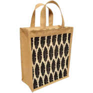Jute Shopping Bag Natural And Black 10x12 Inch - 33140 icon