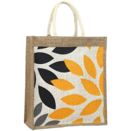 Jute Shopping Bag Natural And White12x14 Inch image